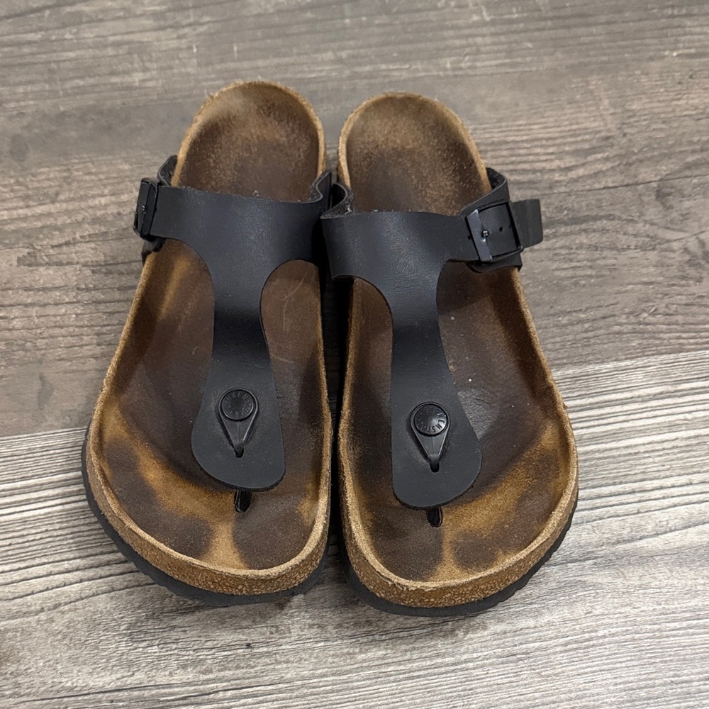 Birkenstock Black Leather Sandals Size 7